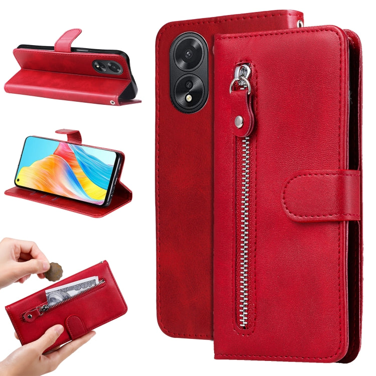 Fashion Calf Texture Zipper Leather Phone Case, For OPPO Reno11 F Global / F25 Pro Global, For OPPO Reno11 5G Global, For OPPO A59 5G / A2m, For OPPO A38 4G / A18 4G Global