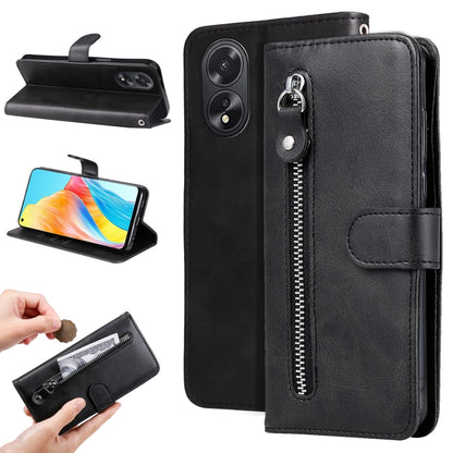 Fashion Calf Texture Zipper Leather Phone Case, For OPPO Reno11 F Global / F25 Pro Global, For OPPO Reno11 5G Global, For OPPO A59 5G / A2m, For OPPO A38 4G / A18 4G Global