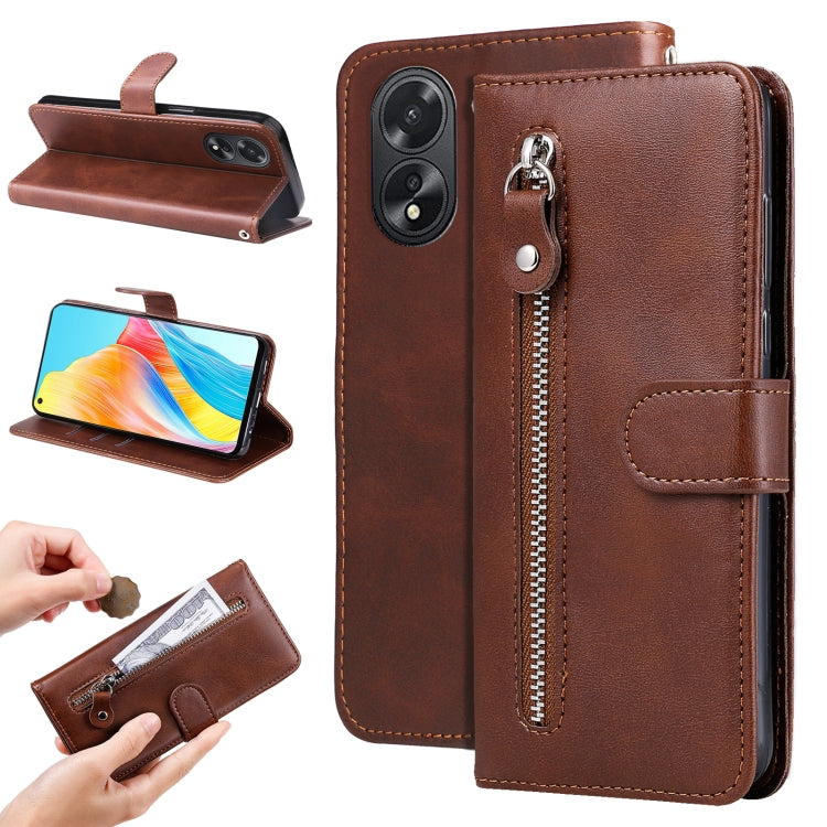 Fashion Calf Texture Zipper Leather Phone Case, For OPPO Reno11 F Global / F25 Pro Global, For OPPO Reno11 5G Global, For OPPO A59 5G / A2m, For OPPO A38 4G / A18 4G Global