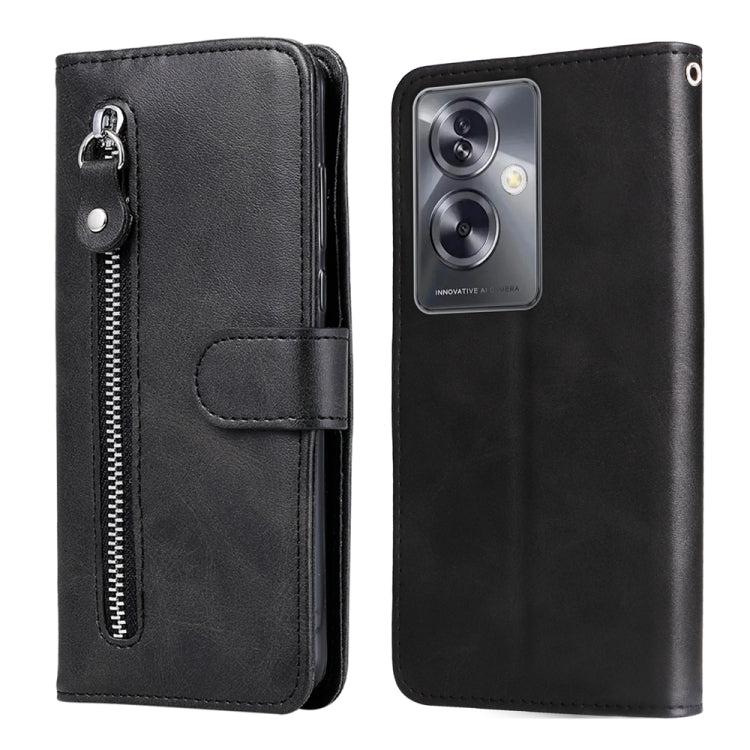 Fashion Calf Texture Zipper Leather Phone Case, For OPPO A79 5G