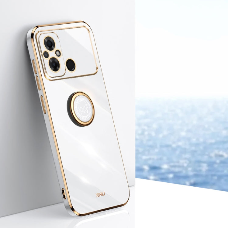 XINLI Straight Edge 6D Electroplate TPU Phone Case with Ring Holder, For Xiaomi Civi 3 5G, For Xiaomi Poco C55 4G, For Xiaomi Redmi Note 12 5G Global