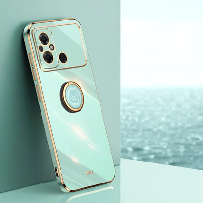 XINLI Straight Edge 6D Electroplate TPU Phone Case with Ring Holder, For Xiaomi Civi 3 5G, For Xiaomi Poco C55 4G, For Xiaomi Redmi Note 12 5G Global