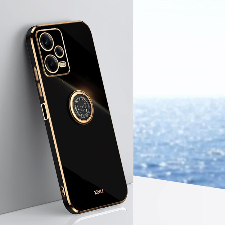 XINLI Straight Edge 6D Electroplate TPU Phone Case with Ring Holder, For Xiaomi Civi 3 5G, For Xiaomi Poco C55 4G, For Xiaomi Redmi Note 12 5G Global