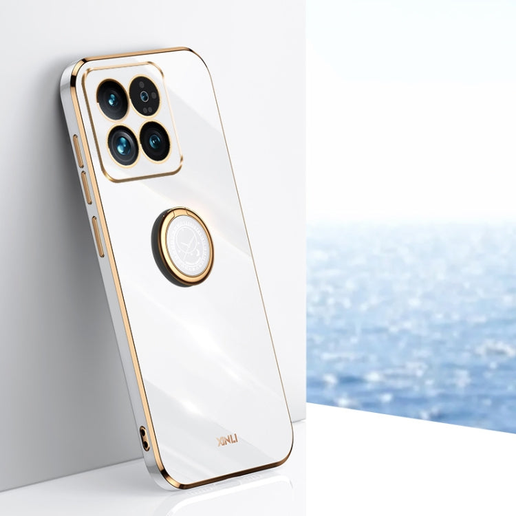 XINLI Straight Edge 6D Electroplate TPU Phone Case with Ring Holder, For Xiaomi 14, For Xiaomi Redmi Note 13 5G, For Xiaomi Redmi 13C 4G