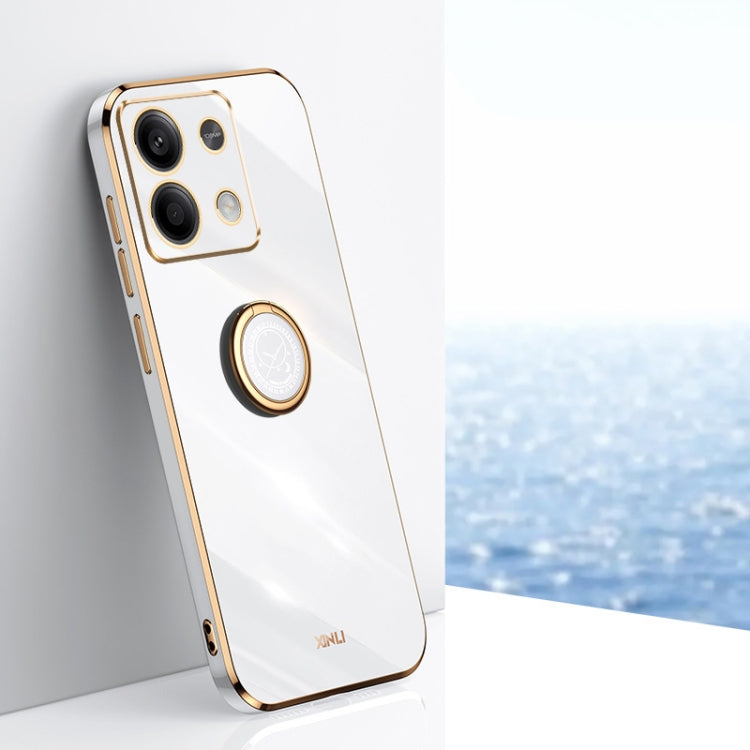 XINLI Straight Edge 6D Electroplate TPU Phone Case with Ring Holder, For Redmi 14C 4G, For Xiaomi Redmi Note 13 Pro 4G, For Xiaomi Redmi Note 13 4G