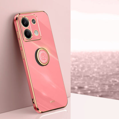 XINLI Straight Edge 6D Electroplate TPU Phone Case with Ring Holder, For Redmi 14C 4G, For Xiaomi Redmi Note 13 Pro 4G, For Xiaomi Redmi Note 13 4G