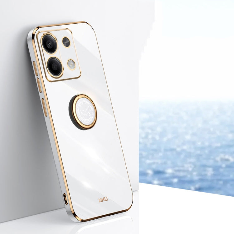 XINLI Straight Edge 6D Electroplate TPU Phone Case with Ring Holder, For Redmi 14C 4G, For Xiaomi Redmi Note 13 Pro 4G, For Xiaomi Redmi Note 13 4G