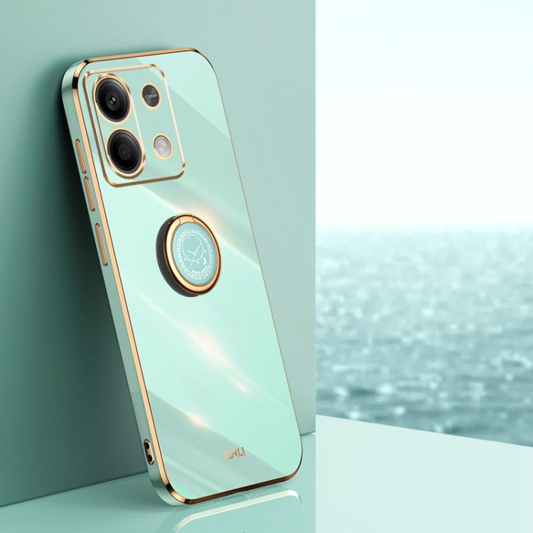XINLI Straight Edge 6D Electroplate TPU Phone Case with Ring Holder, For Redmi 14C 4G, For Xiaomi Redmi Note 13 Pro 4G, For Xiaomi Redmi Note 13 4G
