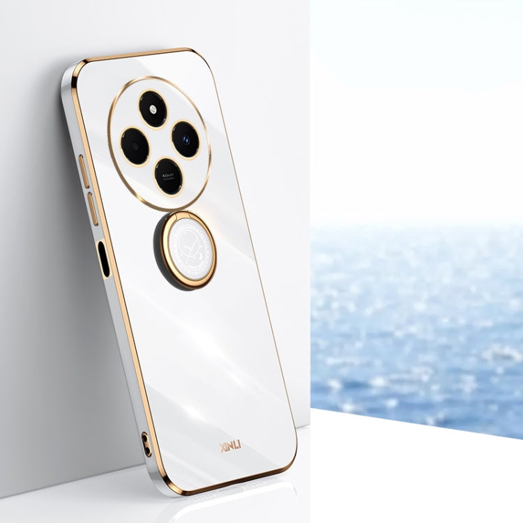 XINLI Straight Edge 6D Electroplate TPU Phone Case with Ring Holder, For Redmi 14C 4G, For Xiaomi Redmi Note 13 Pro 4G, For Xiaomi Redmi Note 13 4G