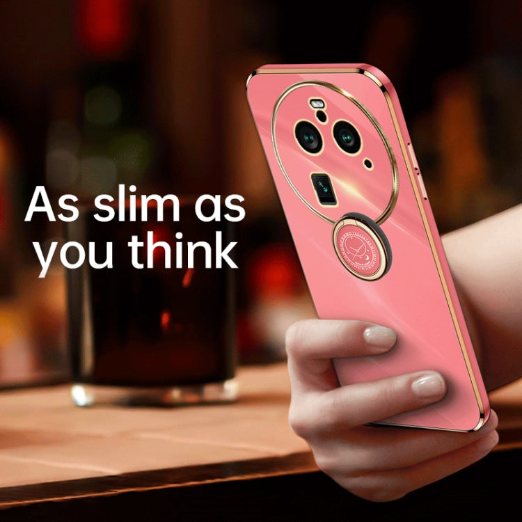 XINLI Straight Edge 6D Electroplate TPU Phone Case with Ring Holder, For OPPO Find X6 Pro, For OPPO Reno8 T 4G