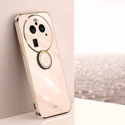 XINLI Straight Edge 6D Electroplate TPU Phone Case with Ring Holder, For OPPO Find X6 Pro, For OPPO Reno8 T 4G