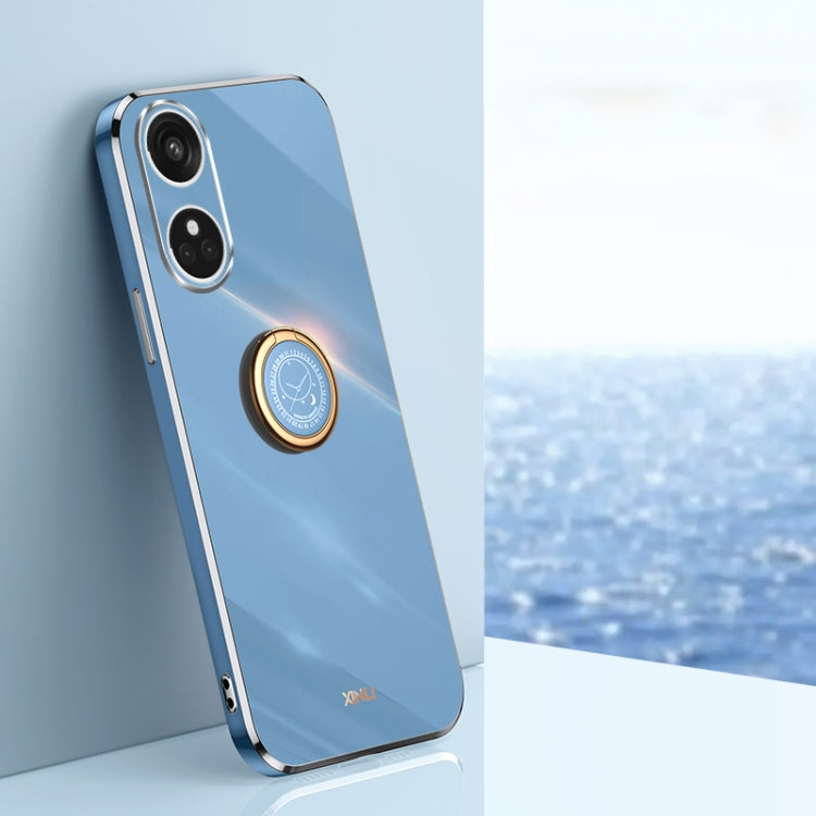 XINLI Straight Edge 6D Electroplate TPU Phone Case with Ring Holder, For OPPO Find X6 Pro, For OPPO Reno8 T 4G
