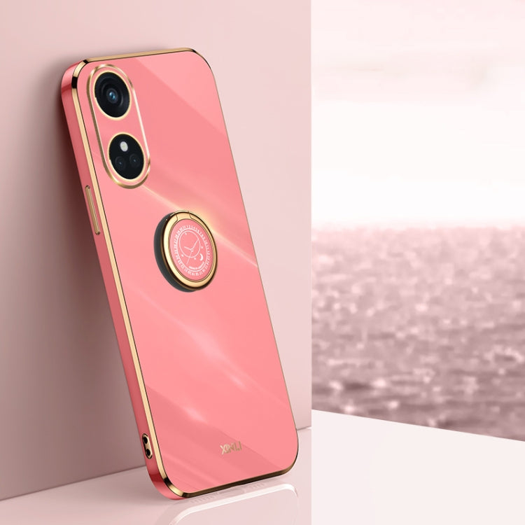 XINLI Straight Edge 6D Electroplate TPU Phone Case with Ring Holder, For OPPO Find X6 Pro, For OPPO Reno8 T 4G