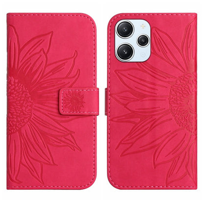 Skin Feel Sun Flower Embossed Flip Leather Phone Case with Lanyard, For Xiaomi Redmi 12 4G Global, For Xiaomi Poco F5
