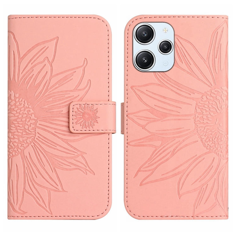 Skin Feel Sun Flower Embossed Flip Leather Phone Case with Lanyard, For Xiaomi Redmi 12 4G Global, For Xiaomi Poco F5