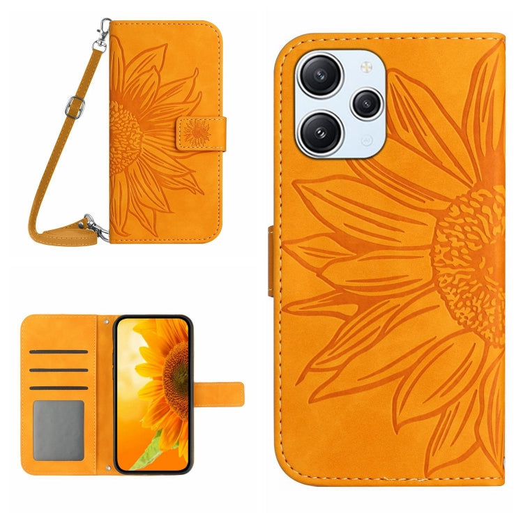 Skin Feel Sun Flower Embossed Flip Leather Phone Case with Lanyard, For Xiaomi Redmi 12 5G, For Xiaomi 13T / 13T Pro