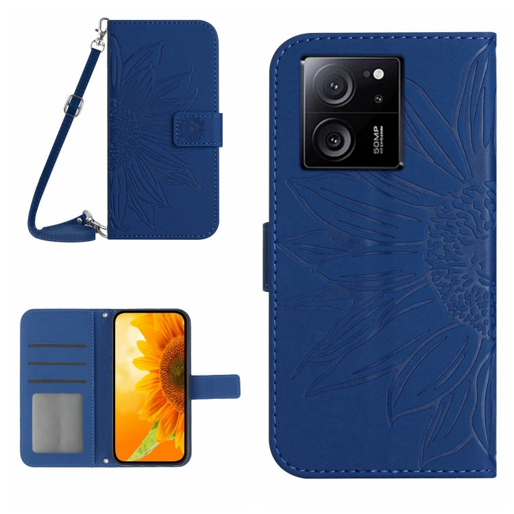 Skin Feel Sun Flower Embossed Flip Leather Phone Case with Lanyard, For Xiaomi Redmi 12 5G, For Xiaomi 13T / 13T Pro