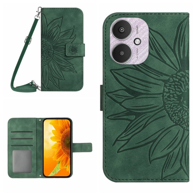 Skin Feel Sun Flower Embossed Flip Leather Phone Case with Lanyard, For Xiaomi Redmi Note 13 4G Global, For Xiaomi Redmi 13C 5G