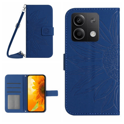Skin Feel Sun Flower Embossed Flip Leather Phone Case with Lanyard, For Xiaomi Redmi Note 13 4G Global, For Xiaomi Redmi 13C 5G