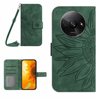 Skin Feel Sun Flower Embossed Flip Leather Phone Case with Lanyard, For Xiaomi Redmi 13 4G Global / 5G Global, For Xiaomi Redmi A3