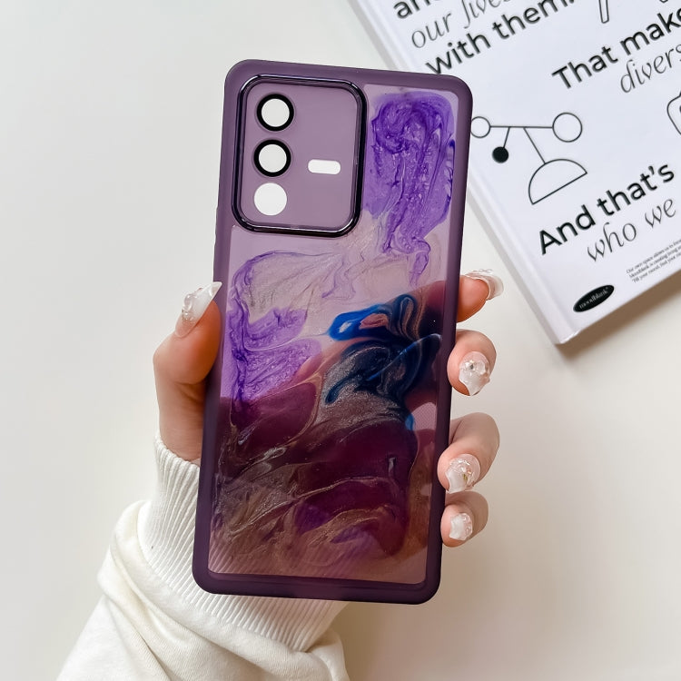 Oil Painting Electroplating TPU Phone Case, For vivo S10, For vivo S12, For vivo S12 Pro, For vivo iQOO 11