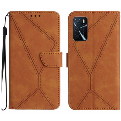 Stitching Embossed Leather Phone Case, For OPPO A17 / A17K, For OPPO A54 4G / A16, For OPPO A54 5G / A74 5G, For OPPO A55s JP