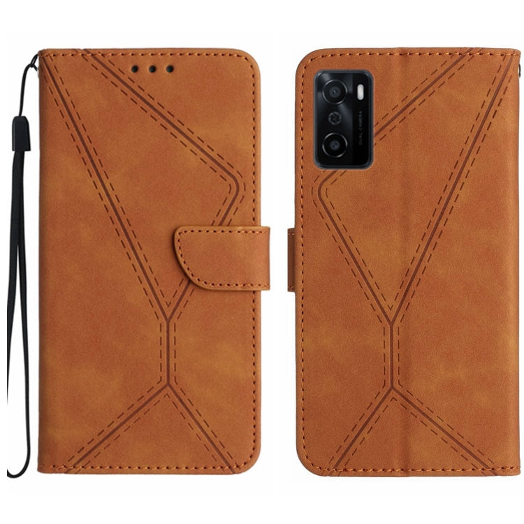 Stitching Embossed Leather Phone Case, For OPPO A17 / A17K, For OPPO A54 4G / A16, For OPPO A54 5G / A74 5G, For OPPO A55s JP