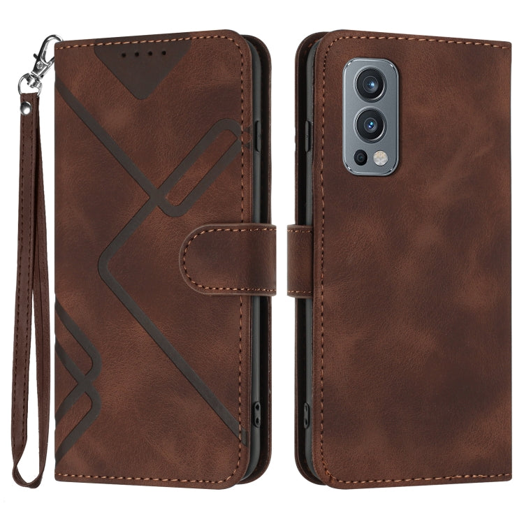 Line Pattern Skin Feel Leather Phone Case, For OnePlus Nord 2 5G, For OnePlus 9 Pro, For OnePlus 9, For OnePlus 8 Pro