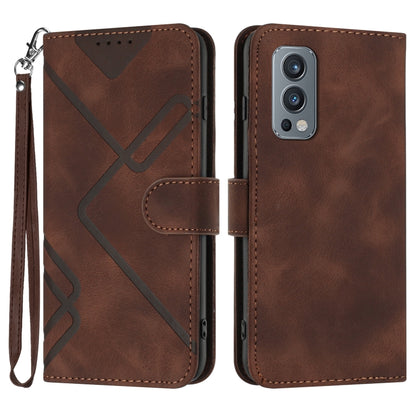 Line Pattern Skin Feel Leather Phone Case, For OnePlus Nord 2 5G, For OnePlus 9 Pro, For OnePlus 9, For OnePlus 8 Pro