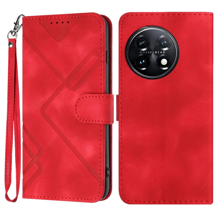 Line Pattern Skin Feel Leather Phone Case, For OnePlus Ace 5 / 13R Global, For OnePlus 12, For OnePlus Ace 2V, For OnePlus 11