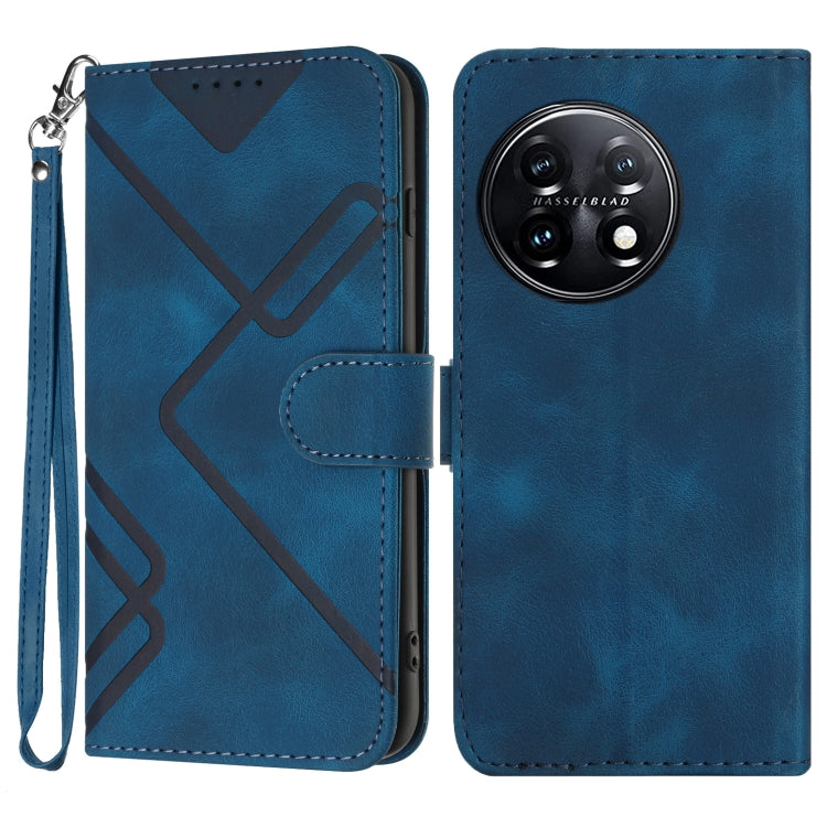 Line Pattern Skin Feel Leather Phone Case, For OnePlus Ace 5 / 13R Global, For OnePlus 12, For OnePlus Ace 2V, For OnePlus 11