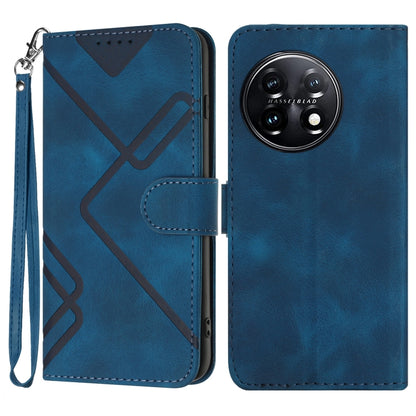 Line Pattern Skin Feel Leather Phone Case, For OnePlus Ace 5 / 13R Global, For OnePlus 12, For OnePlus Ace 2V, For OnePlus 11