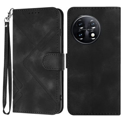 Line Pattern Skin Feel Leather Phone Case, For OnePlus Ace 5 / 13R Global, For OnePlus 12, For OnePlus Ace 2V, For OnePlus 11