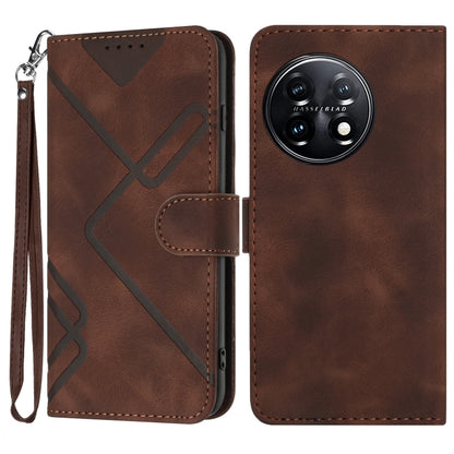 Line Pattern Skin Feel Leather Phone Case, For OnePlus Ace 5 / 13R Global, For OnePlus 12, For OnePlus Ace 2V, For OnePlus 11