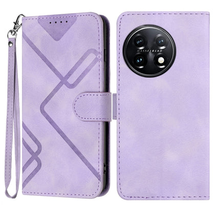 Line Pattern Skin Feel Leather Phone Case, For OnePlus Ace 5 / 13R Global, For OnePlus 12, For OnePlus Ace 2V, For OnePlus 11