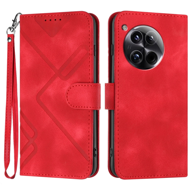 Line Pattern Skin Feel Leather Phone Case, For OnePlus Ace 5 / 13R Global, For OnePlus 12, For OnePlus Ace 2V, For OnePlus 11