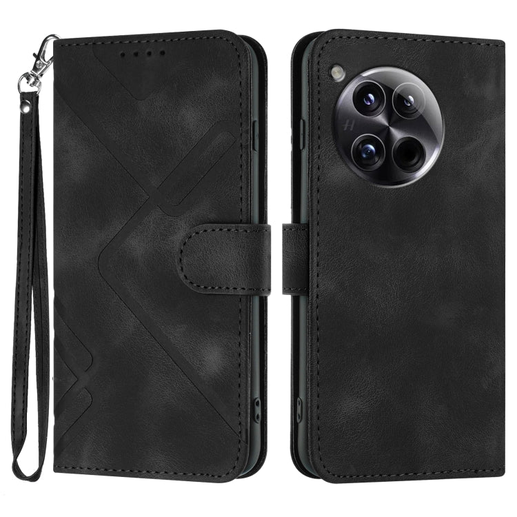 Line Pattern Skin Feel Leather Phone Case, For OnePlus Ace 5 / 13R Global, For OnePlus 12, For OnePlus Ace 2V, For OnePlus 11