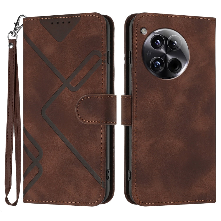 Line Pattern Skin Feel Leather Phone Case, For OnePlus Ace 5 / 13R Global, For OnePlus 12, For OnePlus Ace 2V, For OnePlus 11