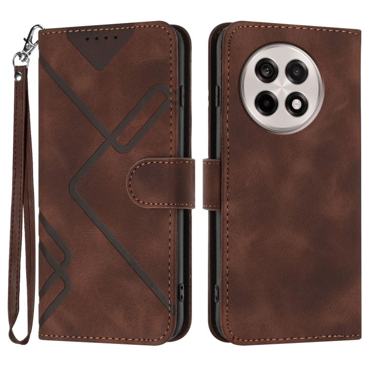 Line Pattern Skin Feel Leather Phone Case, For OnePlus Ace 5 / 13R Global, For OnePlus 12, For OnePlus Ace 2V, For OnePlus 11