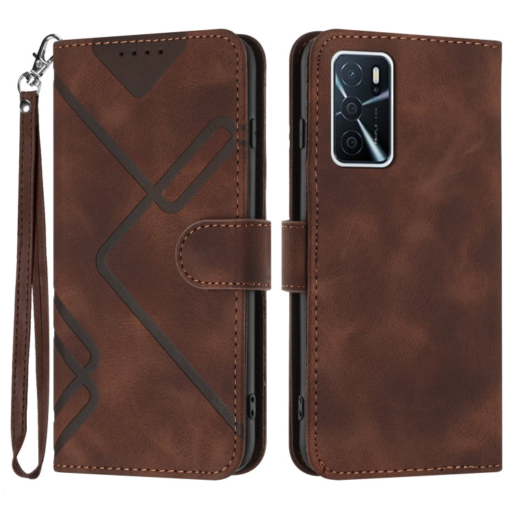 Line Pattern Skin Feel Leather Phone Case, For OPPO A16 4G/A55 5G/A53s 5G, For OPPO Reno6 Pro+ 5G, For OPPO A94 4G/A95 5G/Reno5 Z, For OPPO A94 5G/F19 Pro/F19 Pro+ 5G