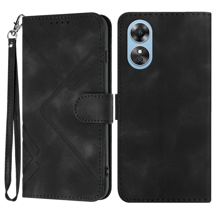Line Pattern Skin Feel Leather Phone Case, For OPPO A1 Pro / Reno8 T 5G Global, For OPPO A77 4G Global, For OPPO A98 5G, For OPPO A17
