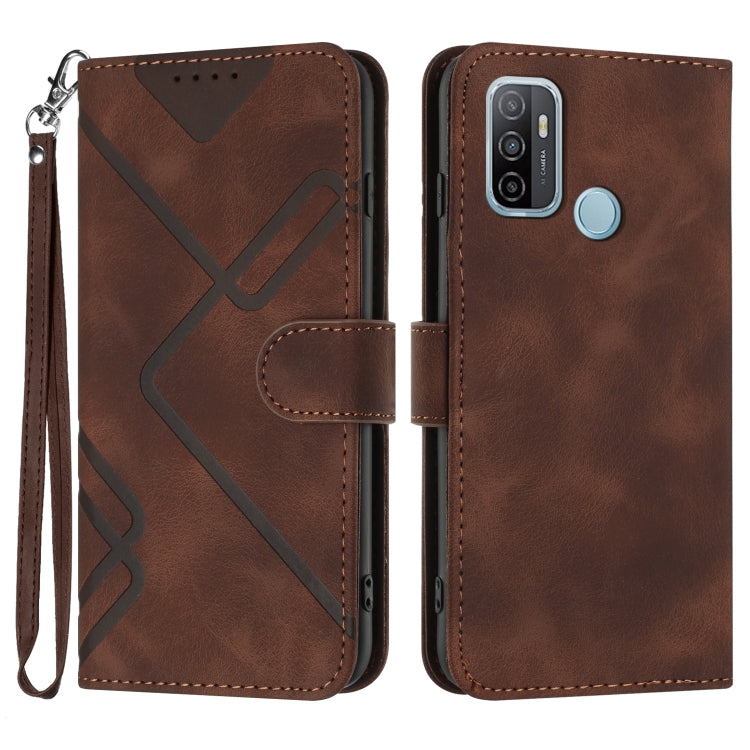 Line Pattern Skin Feel Leather Phone Case, For OPPO A74 5G/A93 5G/A54 5G, For OPPO Reno5 4G / 5G / Find X3 Lite, For OPPO A15 / A15s, For OPPO A53s / A32 / A53