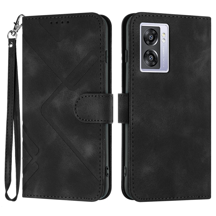 Line Pattern Skin Feel Leather Phone Case, For OPPO A57e 4G Global/A57s 4G Global, For OPPO A57s 4G/A77 5G/A57 5G, For OPPO A57 5G/A77 5G/A57 4G Global, For OPPO Reno8 Pro 5G/Reno8 Pro+ 5G