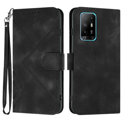 Line Pattern Skin Feel Leather Phone Case, For OPPO A16 4G/A55 5G/A53s 5G, For OPPO Reno6 Pro+ 5G, For OPPO A94 4G/A95 5G/Reno5 Z, For OPPO A94 5G/F19 Pro/F19 Pro+ 5G