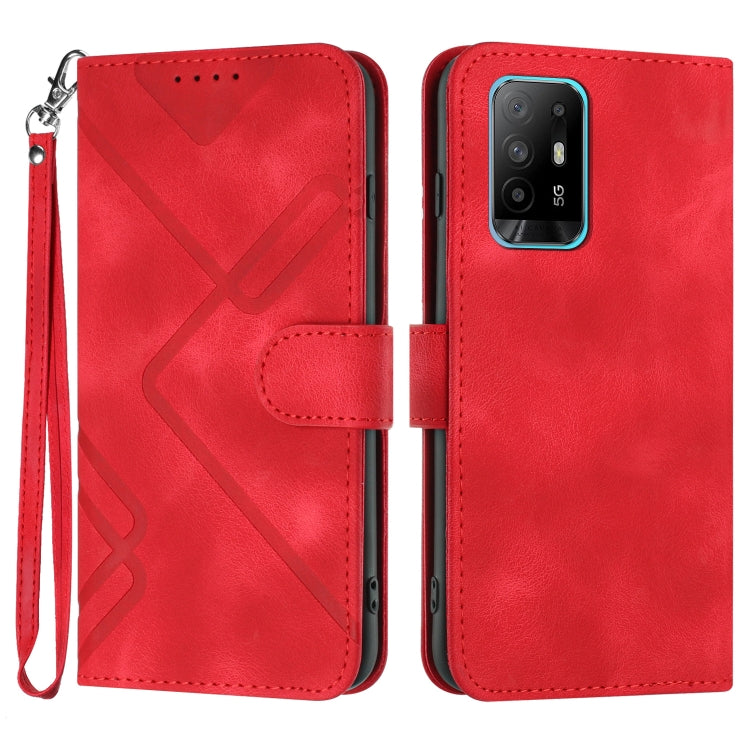 Line Pattern Skin Feel Leather Phone Case, For OPPO A16 4G/A55 5G/A53s 5G, For OPPO Reno6 Pro+ 5G, For OPPO A94 4G/A95 5G/Reno5 Z, For OPPO A94 5G/F19 Pro/F19 Pro+ 5G