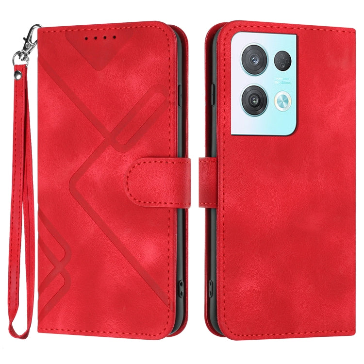 Line Pattern Skin Feel Leather Phone Case, For OPPO A57e 4G Global/A57s 4G Global, For OPPO A57s 4G/A77 5G/A57 5G, For OPPO A57 5G/A77 5G/A57 4G Global, For OPPO Reno8 Pro 5G/Reno8 Pro+ 5G