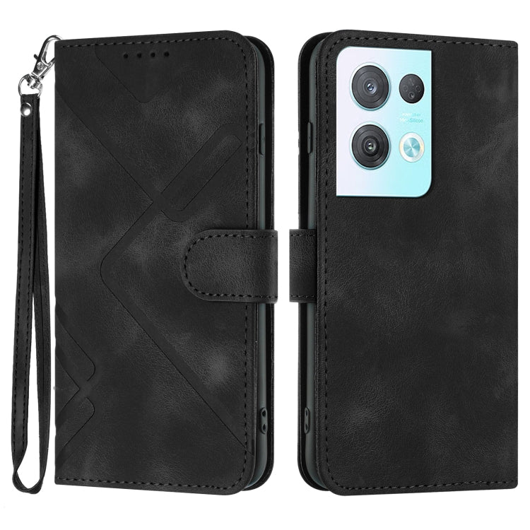 Line Pattern Skin Feel Leather Phone Case, For OPPO A57e 4G Global/A57s 4G Global, For OPPO A57s 4G/A77 5G/A57 5G, For OPPO A57 5G/A77 5G/A57 4G Global, For OPPO Reno8 Pro 5G/Reno8 Pro+ 5G