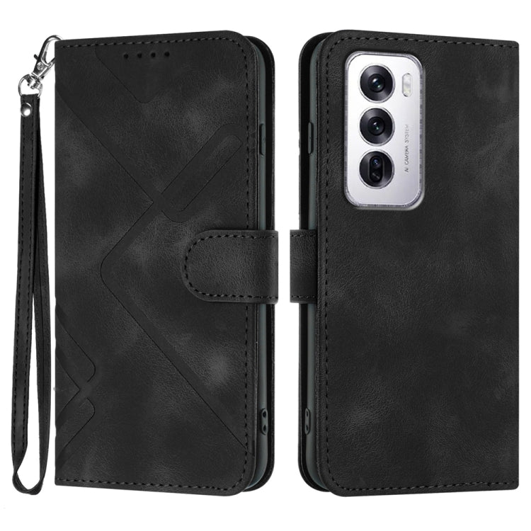 Line Pattern Skin Feel Leather Phone Case, For OPPO A5 Pro 5G, For OPPO Reno13 F 4G / 5G, For OPPO Find X8, For OPPO Reno12 Global