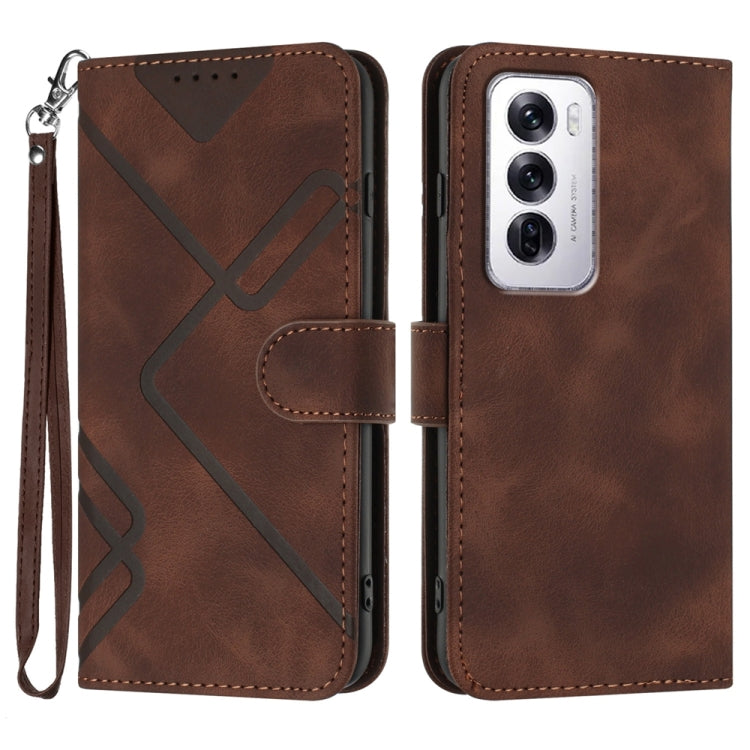 Line Pattern Skin Feel Leather Phone Case, For OPPO A5 Pro 5G, For OPPO Reno13 F 4G / 5G, For OPPO Find X8, For OPPO Reno12 Global