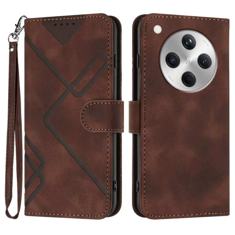 Line Pattern Skin Feel Leather Phone Case, For OPPO A5 Pro 5G, For OPPO Reno13 F 4G / 5G, For OPPO Find X8, For OPPO Reno12 Global